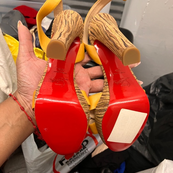 Christian Louboutin Trinidad Yellow Cork Platform Heels - Picture 4 of 10